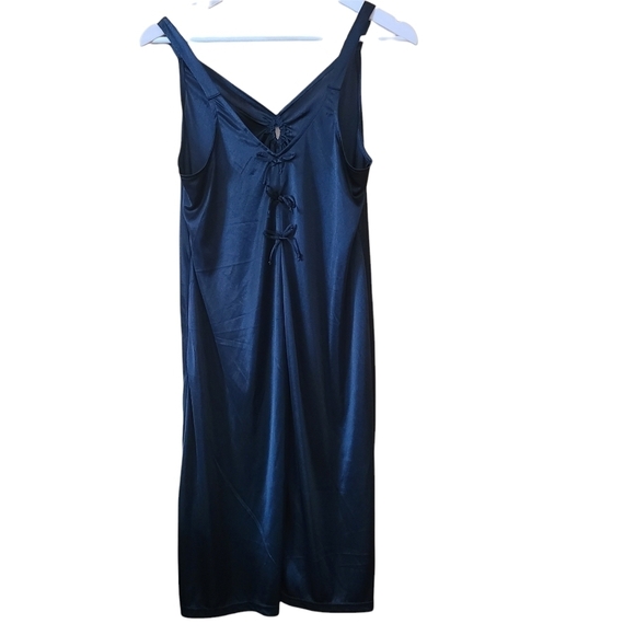 Carroll Reed black satin pull-over sleeveless v-neck  slip nightie sexy lingere - Picture 2 of 10